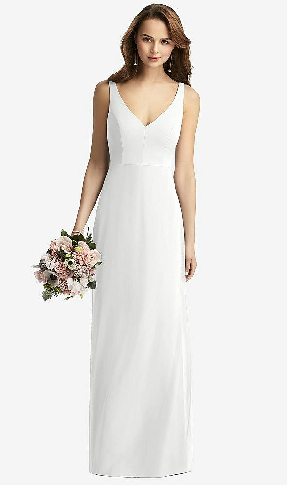 【STYLE: TH016】Sleeveless V-Back Long Trumpet Gown【COLOR: White】