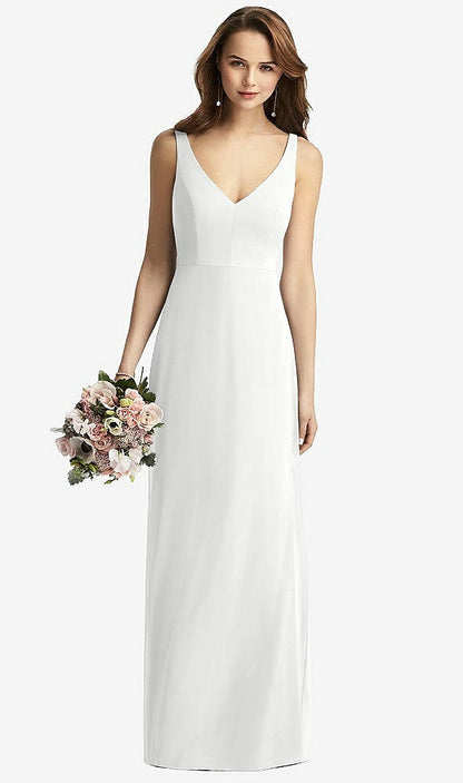 【STYLE: TH016】Sleeveless V-Back Long Trumpet Gown【COLOR: White】
