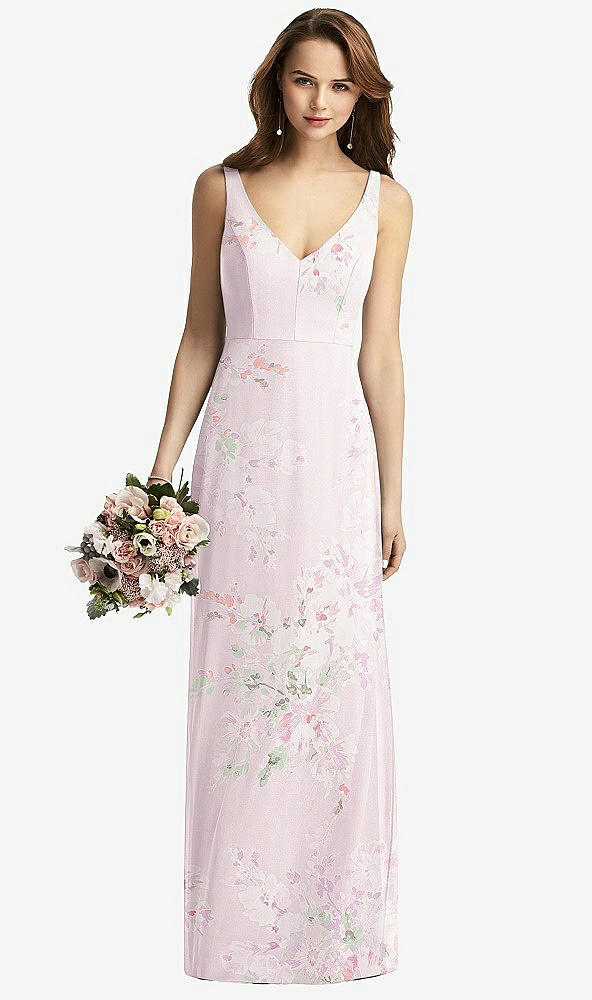 【STYLE: TH016】Sleeveless V-Back Long Trumpet Gown【COLOR: Watercolor Print】