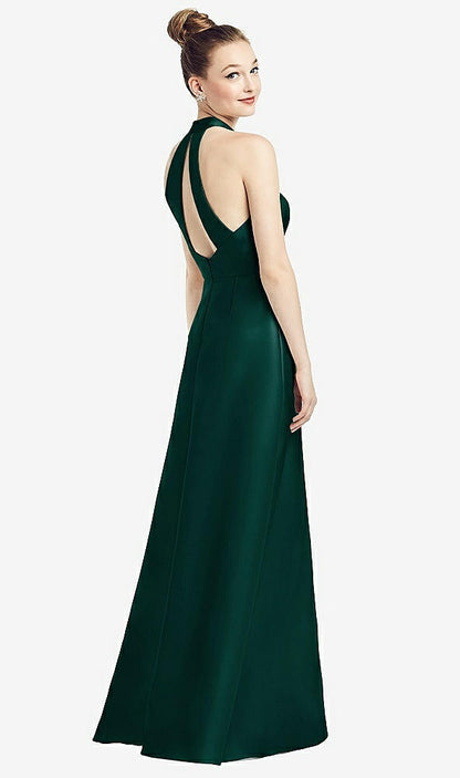 【NEW】【STYLE: D772】ハイネック カットアウト サテン ドレス ポケット付き【COLOR: Evergreen】【SIZE: 00-30W】