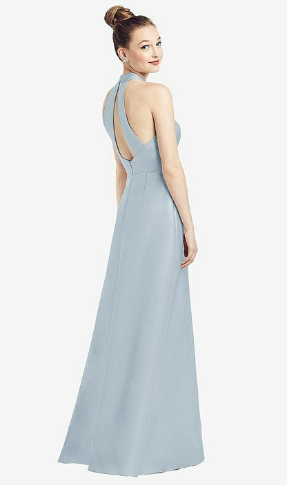【STYLE: D772】High-Neck Cutout Satin Dress with Pockets【COLOR: Mist】