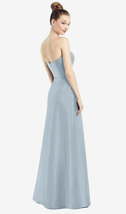 【STYLE: D774】Strapless Notch Satin Gown with Pockets【COLOR: Mist】