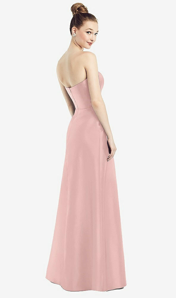 【NEW】【STYLE: D774】ストラップレス ノッチ サテン ガウン ポケット付き【COLOR: Rose - PANTONE Rose Quartz】【SIZE: 00-30W】