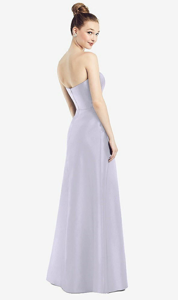【NEW】【STYLE: D774】ストラップレス ノッチ サテン ガウン ポケット付き【COLOR: Silver Dove】【SIZE: 00-30W】