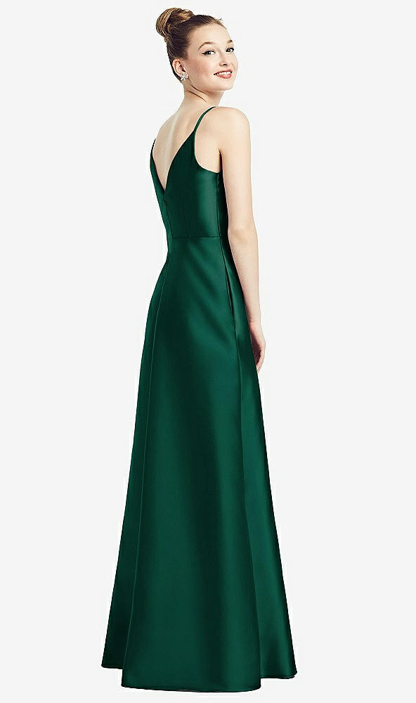 【STYLE: D776】Draped Wrap Satin Maxi Dress with Pockets【COLOR: Hunter Green】