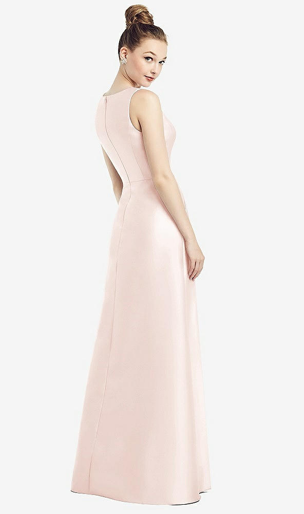 【STYLE: D778】Sleeveless V-Neck Satin Dress with Pockets【COLOR: Blush】