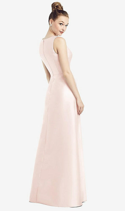 【STYLE: D778】Sleeveless V-Neck Satin Dress with Pockets【COLOR: Blush】