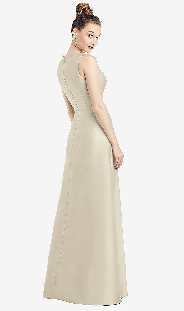 【STYLE: D778】Sleeveless V-Neck Satin Dress with Pockets【COLOR: Champagne】