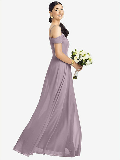 【NEW】【STYLE: 1526】コールドショルダー Vバック シフォン マキシ ドレス【COLOR: Lilac Dusk】【SIZE: 00-30W】