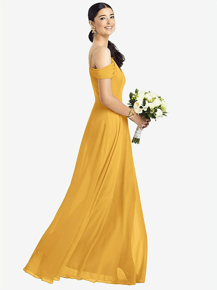 【NEW】【STYLE: 1526】コールドショルダー Vバック シフォン マキシ ドレス【COLOR: NYC Yellow】【SIZE: 00-30W】