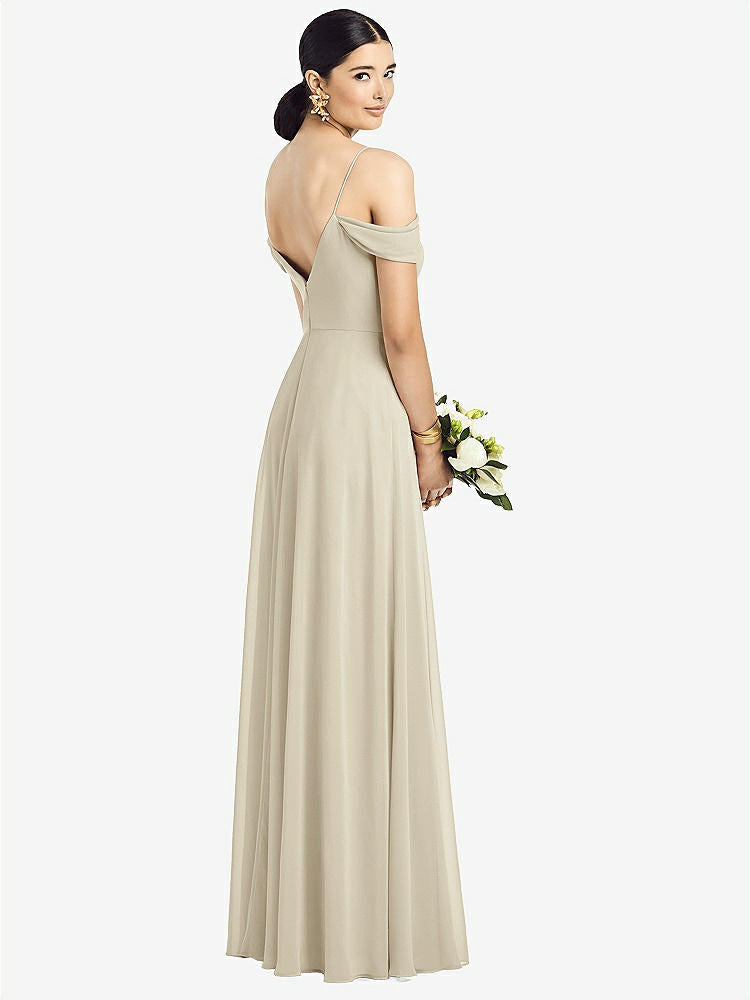 【NEW】【STYLE: 1526】コールドショルダー Vバック シフォン マキシ ドレス【COLOR: Champagne】【SIZE: 00-30W】