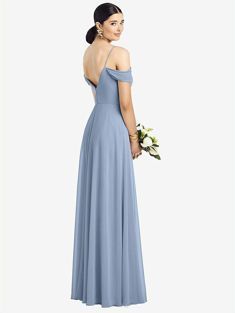 【NEW】【STYLE: 1526】コールドショルダー Vバック シフォン マキシ ドレス【COLOR: Cloudy】【SIZE: 00-30W】
