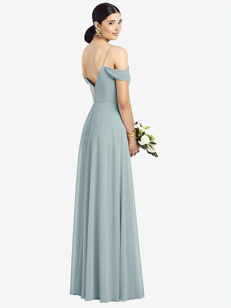 【NEW】【STYLE: 1526】コールドショルダー Vバック シフォン マキシ ドレス【COLOR: Morning Sky】【SIZE: 00-30W】