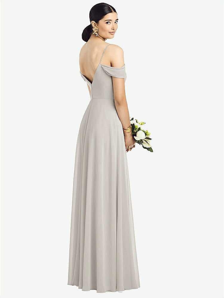 【NEW】【STYLE: 1526】コールドショルダー Vバック シフォン マキシ ドレス【COLOR: Oyster】【SIZE: 00-30W】