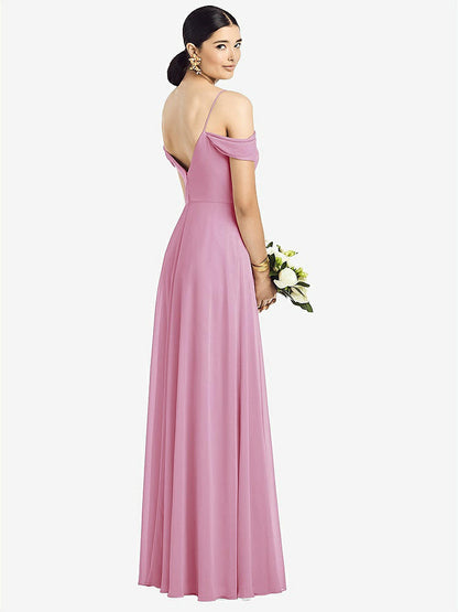 【NEW】【STYLE: 1526】コールドショルダー Vバック シフォン マキシ ドレス【COLOR: Powder Pink】【SIZE: 00-30W】