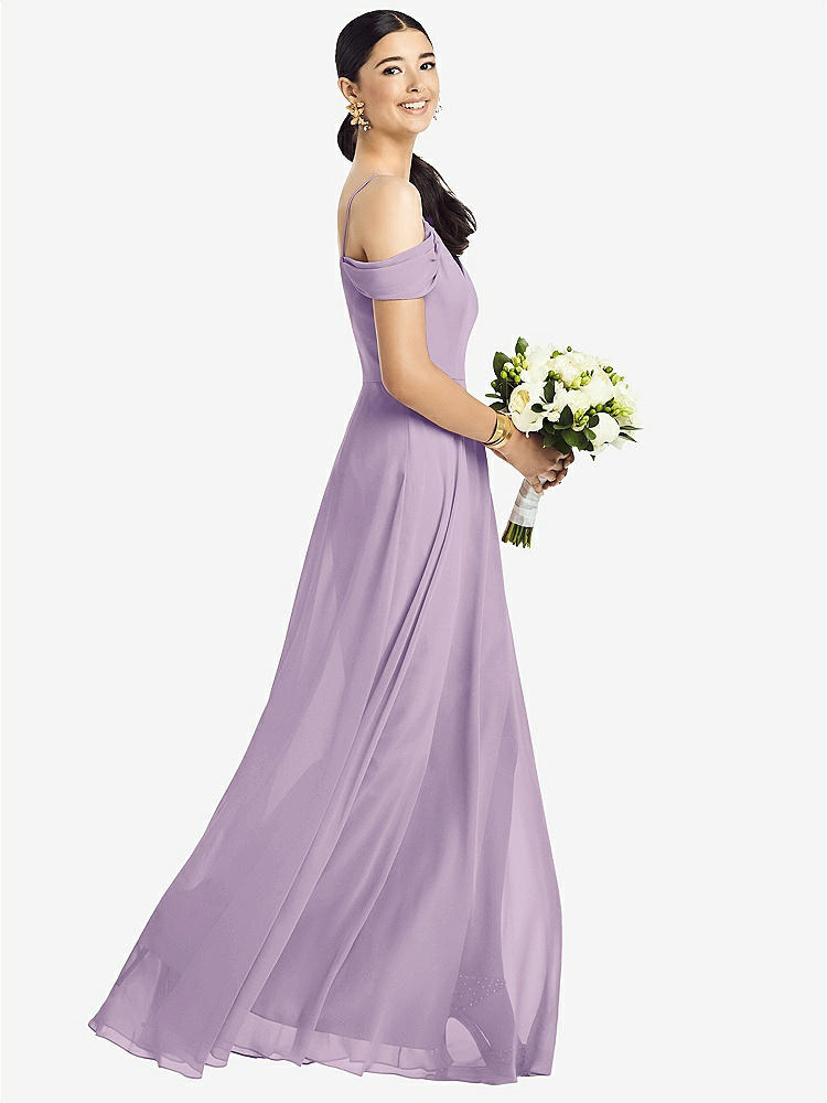 【NEW】【STYLE: 1526】コールドショルダー Vバック シフォン マキシ ドレス【COLOR: Pale Purple】【SIZE: 00-30W】