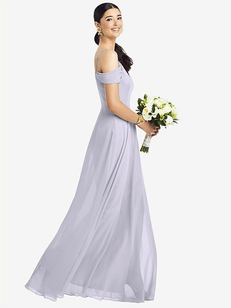 【STYLE: 1526】Cold-Shoulder V-Back Chiffon Maxi Dress【COLOR: Silver Dove】