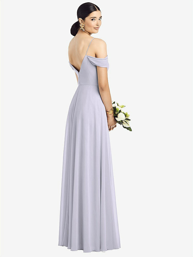 【STYLE: 1526】Cold-Shoulder V-Back Chiffon Maxi Dress【COLOR: Silver Dove】