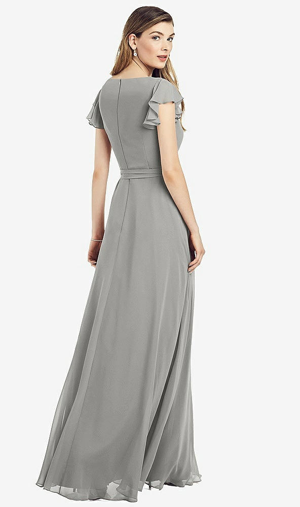 【NEW】【STYLE: 6817】フラッター 袖 フェイク ラップ シフォン ドレス【COLOR: Chelsea Gray】【SIZE: 00-30W】