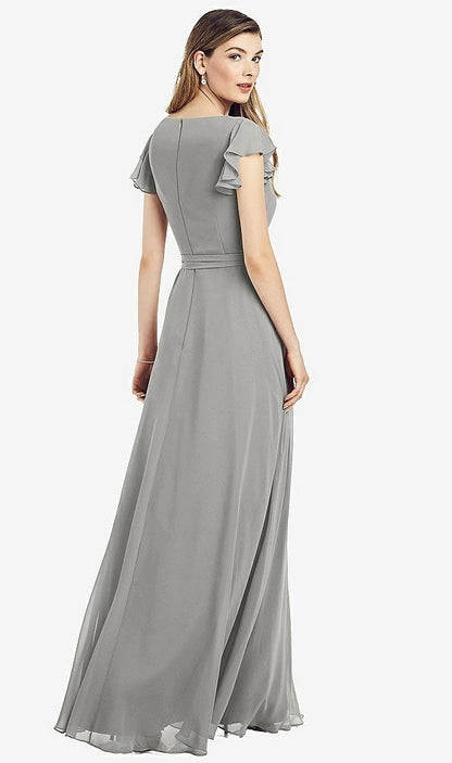 【NEW】【STYLE: 6817】フラッター 袖 フェイク ラップ シフォン ドレス【COLOR: Chelsea Gray】【SIZE: 00-30W】