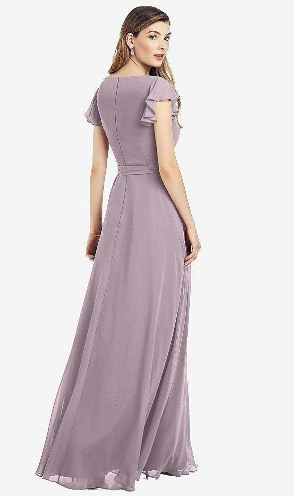 【NEW】【STYLE: 6817】フラッター 袖 フェイク ラップ シフォン ドレス【COLOR: Lilac Dusk】【SIZE: 00-30W】