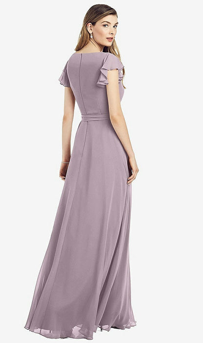 【NEW】【STYLE: 6817】フラッター 袖 フェイク ラップ シフォン ドレス【COLOR: Lilac Dusk】【SIZE: 00-30W】