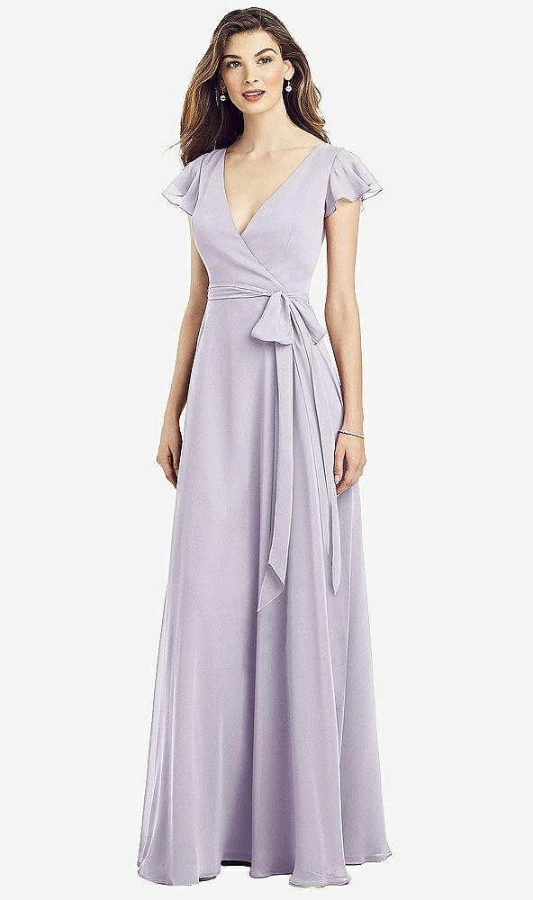 【NEW】【STYLE: 6817】フラッター 袖 フェイク ラップ シフォン ドレス【COLOR: Moondance】【SIZE: 00-30W】