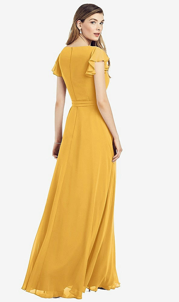 【NEW】【STYLE: 6817】フラッター 袖 フェイク ラップ シフォン ドレス【COLOR: NYC Yellow】【SIZE: 00-30W】