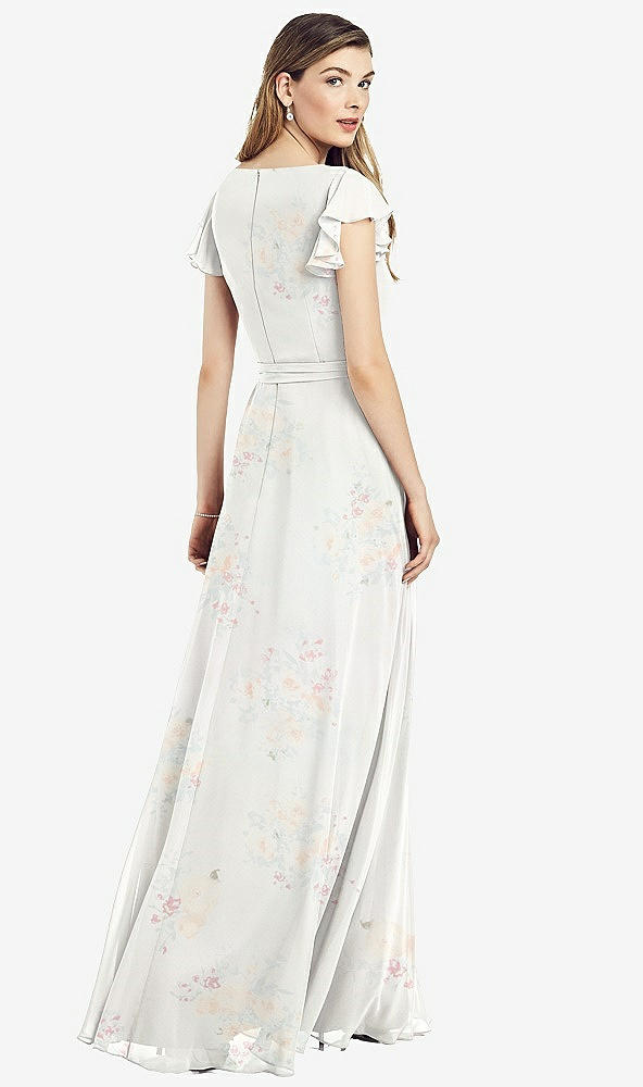 【NEW】【STYLE: 6817】フラッター 袖 フェイク ラップ シフォン ドレス【COLOR: Spring Fling】【SIZE: 00-30W】