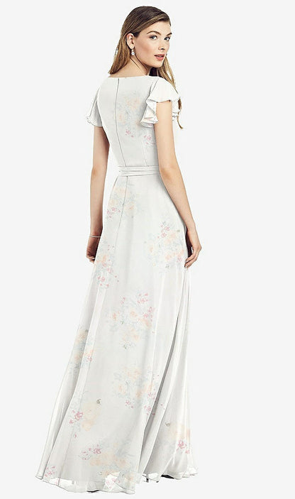 【NEW】【STYLE: 6817】フラッター 袖 フェイク ラップ シフォン ドレス【COLOR: Spring Fling】【SIZE: 00-30W】