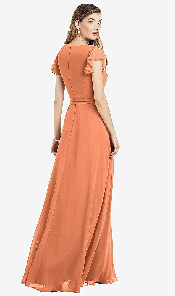 【NEW】【STYLE: 6817】フラッター 袖 フェイク ラップ シフォン ドレス【COLOR: Sweet Melon】【SIZE: 00-30W】