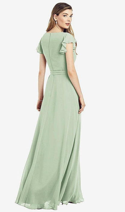 【NEW】【STYLE: 6817】フラッター 袖 フェイク ラップ シフォン ドレス【COLOR: Celadon】【SIZE: 00-30W】
