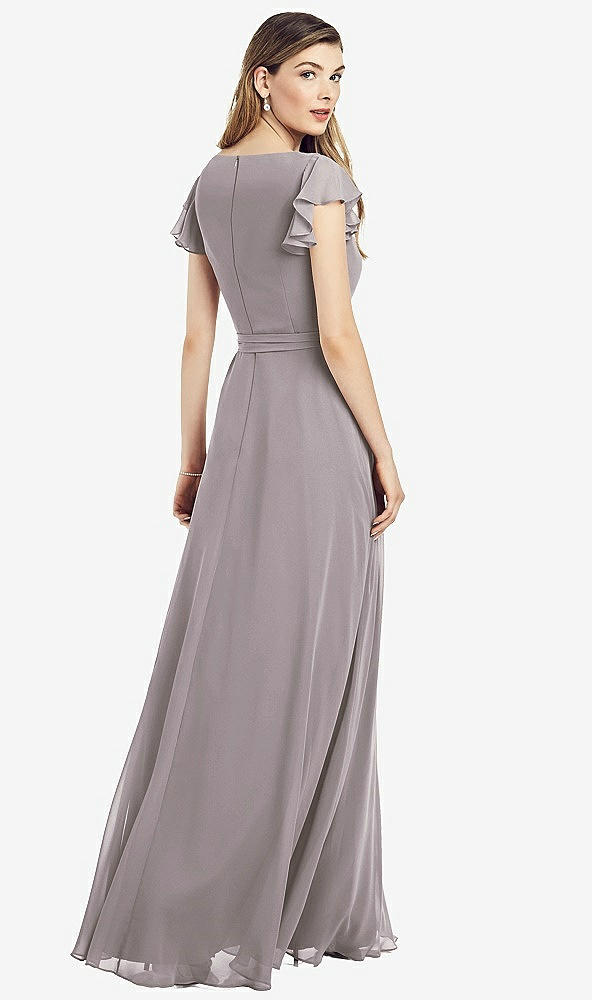 【NEW】【STYLE: 6817】フラッター 袖 フェイク ラップ シフォン ドレス【COLOR: Cashmere Gray】【SIZE: 00-30W】