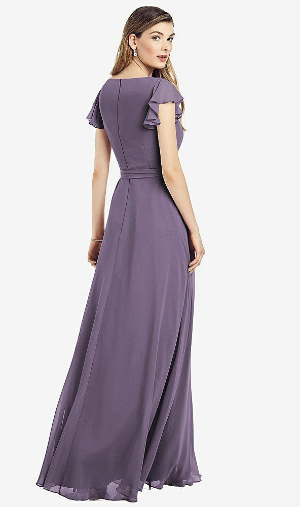 【NEW】【STYLE: 6817】フラッター 袖 フェイク ラップ シフォン ドレス【COLOR: Lavender】【SIZE: 00-30W】