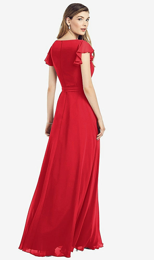 【NEW】【STYLE: 6817】フラッター 袖 フェイク ラップ シフォン ドレス【COLOR: Parisian Red】【SIZE: 00-30W】