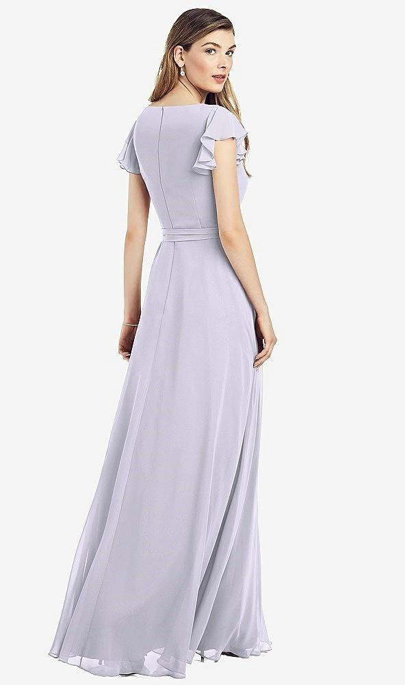 【NEW】【STYLE: 6817】フラッター 袖 フェイク ラップ シフォン ドレス【COLOR: Silver Dove】【SIZE: 00-30W】