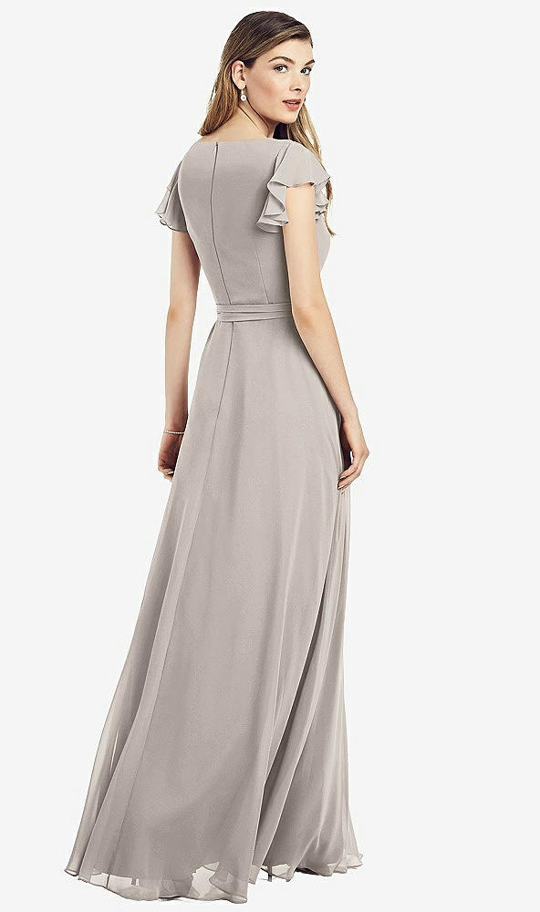 【NEW】【STYLE: 6817】フラッター 袖 フェイク ラップ シフォン ドレス【COLOR: Taupe】【SIZE: 00-30W】