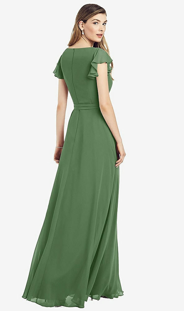 【NEW】【STYLE: 6817】フラッター 袖 フェイク ラップ シフォン ドレス【COLOR: Vineyard Green】【SIZE: 00-30W】
