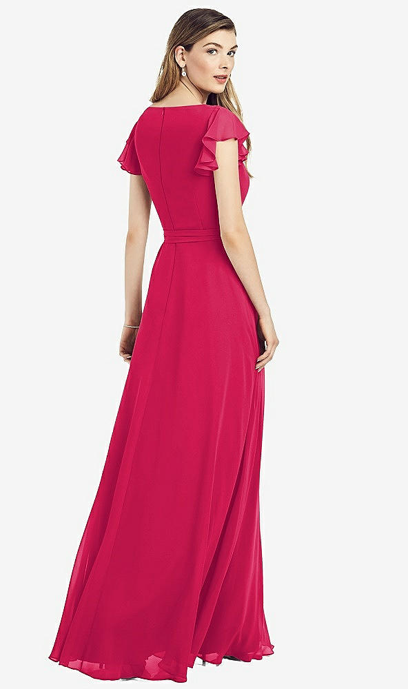 【NEW】【STYLE: 6817】フラッター 袖 フェイク ラップ シフォン ドレス【COLOR: Vivid Pink】【SIZE: 00-30W】