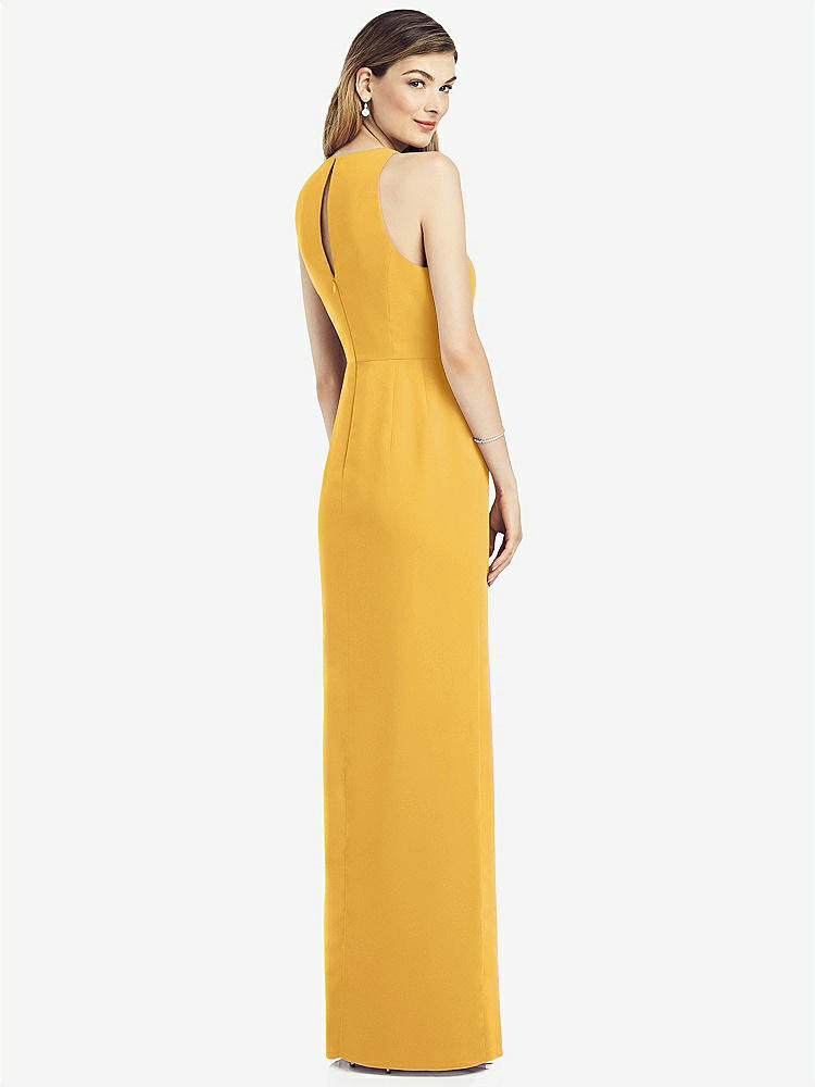 【NEW】【STYLE: 6818】ノースリーブ シフォン ドレス ドレープ フロント スリット【COLOR: NYC Yellow】【SIZE: 00-30W】