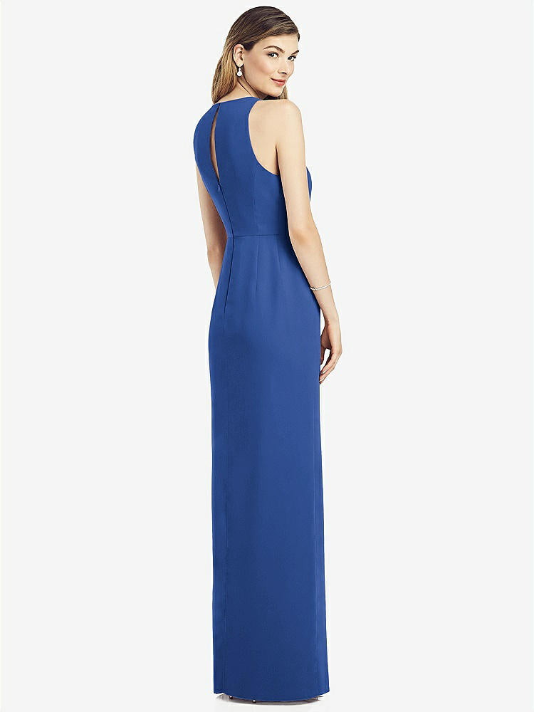 【NEW】【STYLE: 6818】ノースリーブ シフォン ドレス ドレープ フロント スリット【COLOR: Classic Blue】【SIZE: 00-30W】