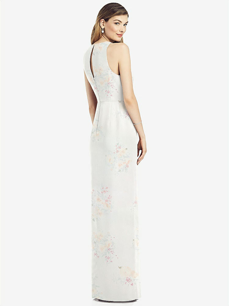 【STYLE: 6818】Sleeveless Chiffon Dress with Draped Front Slit【COLOR: Spring Fling】