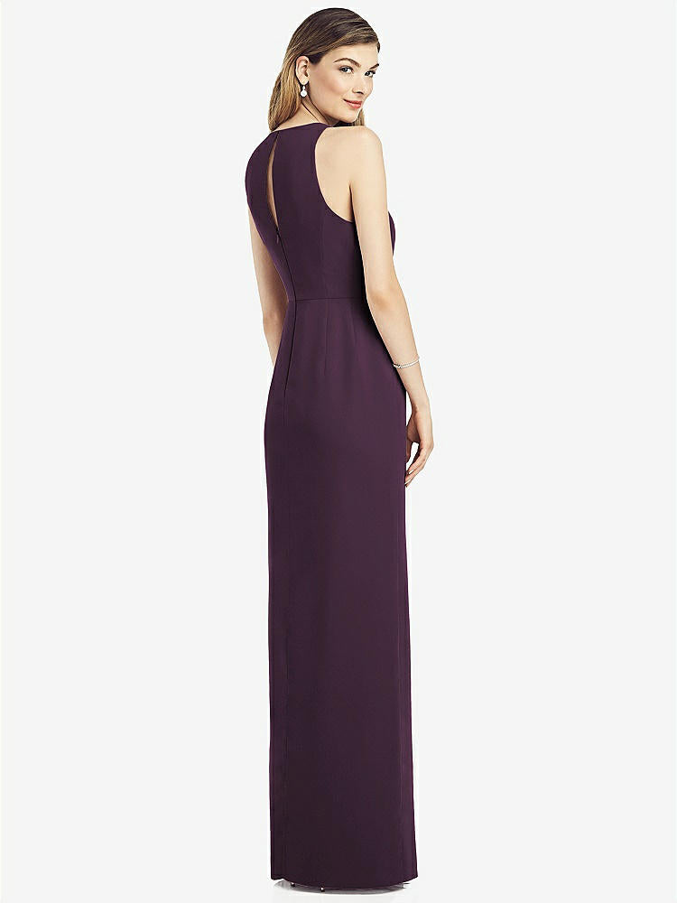 【NEW】【STYLE: 6818】ノースリーブ シフォン ドレス ドレープ フロント スリット【COLOR: Aubergine】【SIZE: 00-30W】