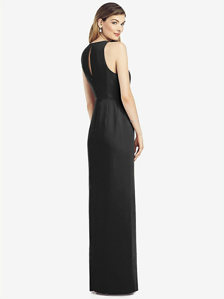 【NEW】【STYLE: 6818】ノースリーブ シフォン ドレス ドレープ フロント スリット【COLOR: Black】【SIZE: 00-30W】