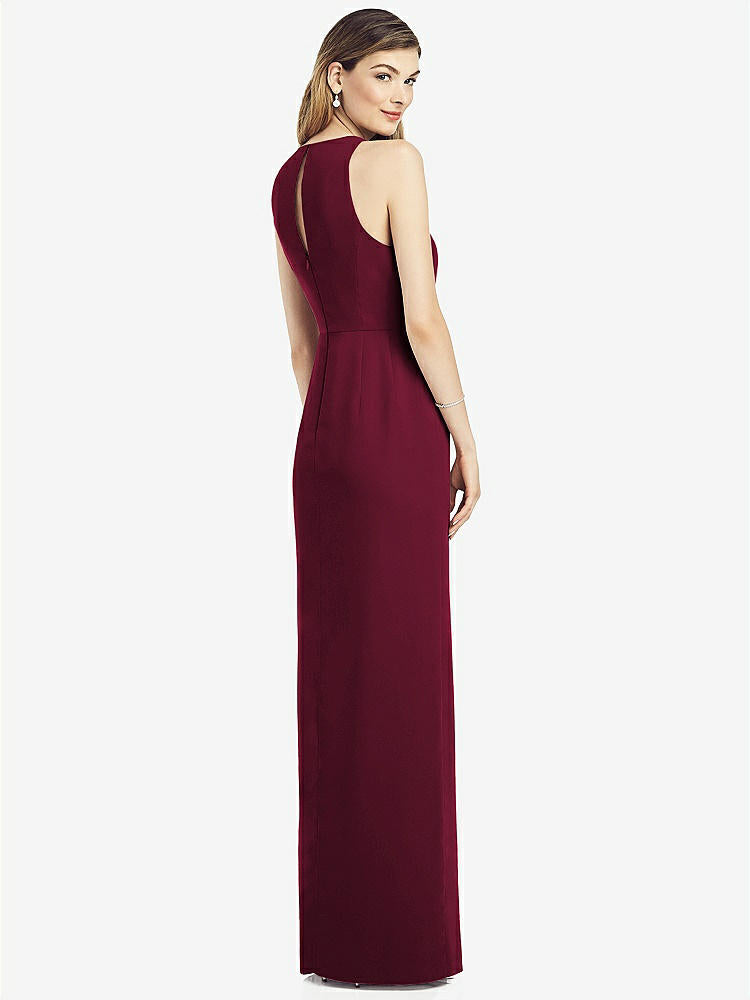 【NEW】【STYLE: 6818】ノースリーブ シフォン ドレス ドレープ フロント スリット【COLOR: Cabernet】【SIZE: 00-30W】