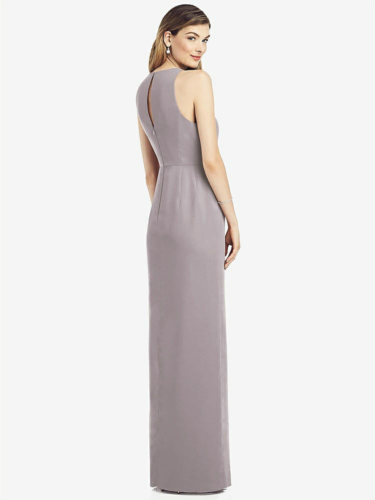【NEW】【STYLE: 6818】ノースリーブ シフォン ドレス ドレープ フロント スリット【COLOR: Cashmere Gray】【SIZE: 00-30W】