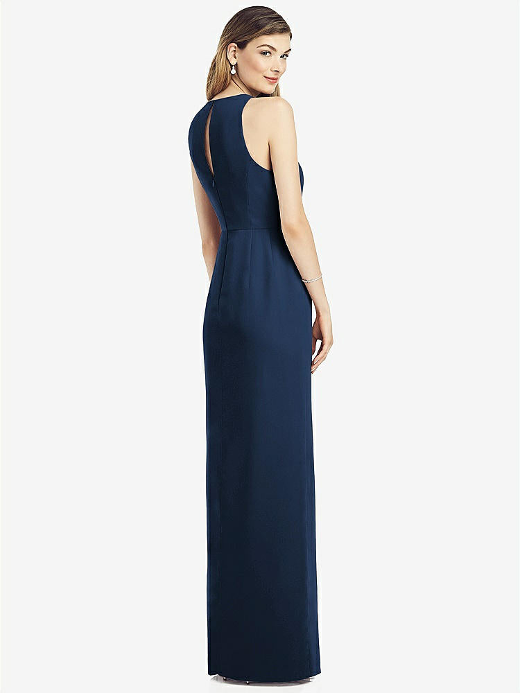 【NEW】【STYLE: 6818】ノースリーブ シフォン ドレス ドレープ フロント スリット【COLOR: Midnight Navy】【SIZE: 00-30W】