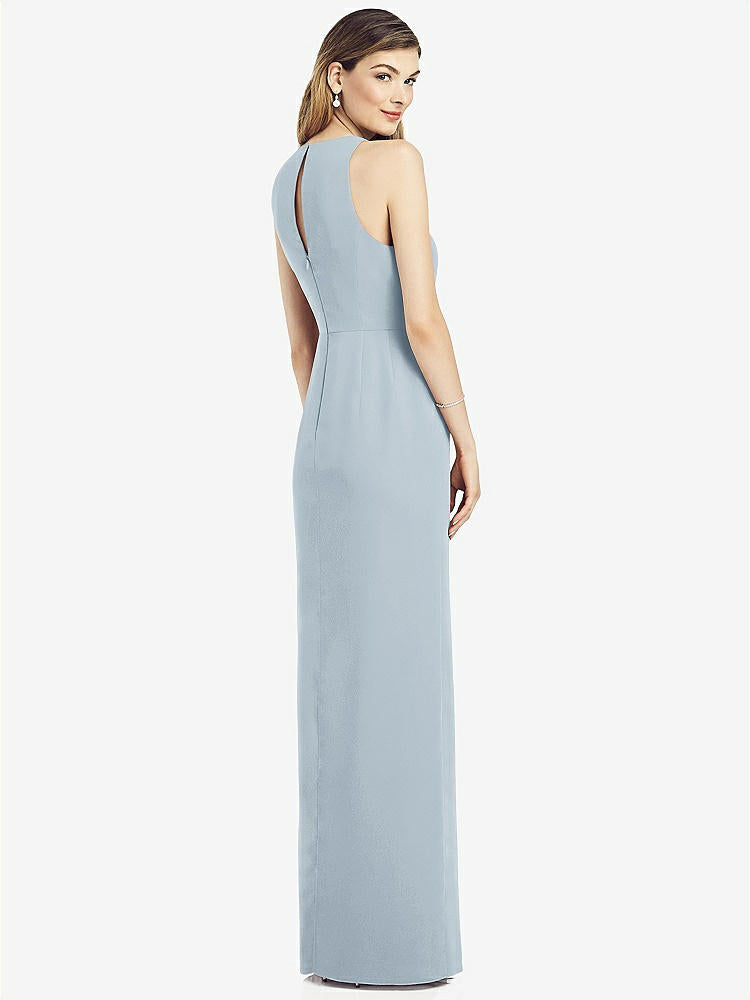 【NEW】【STYLE: 6818】ノースリーブ シフォン ドレス ドレープ フロント スリット【COLOR: Mist】【SIZE: 00-30W】