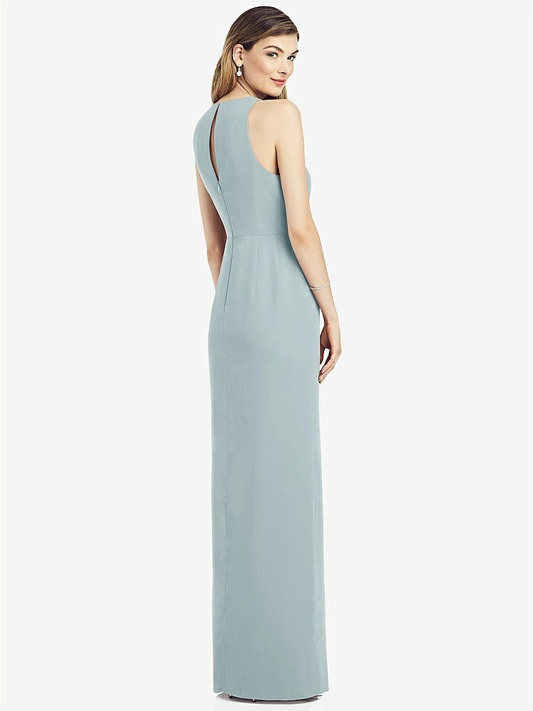 【NEW】【STYLE: 6818】ノースリーブ シフォン ドレス ドレープ フロント スリット【COLOR: Morning Sky】【SIZE: 00-30W】