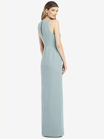 【NEW】【STYLE: 6818】ノースリーブ シフォン ドレス ドレープ フロント スリット【COLOR: Morning Sky】【SIZE: 00-30W】